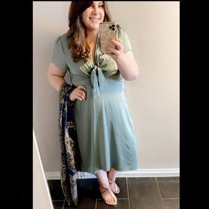 Eucalyptus green satin dress